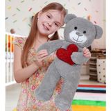 Özgüner Oyuncak Ayıcı Oyuncak 50 cm Kalpli Peluş Sevimli Ayıcık - 0315 Gri