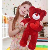 Özgüner Oyuncak Ayıcı Oyuncak 50 cm Kalpli Peluş Sevimli Ayıcık - 08 Kırmızı