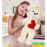 Özgüner Oyuncak Ayıcı Oyuncak 50 cm Kalpli Peluş Sevimli Ayıcık - 13-Krem