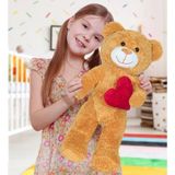 Özgüner Oyuncak Ayıcı Oyuncak 50 cm Kalpli Peluş Sevimli Ayıcık - 702 Kahverengi