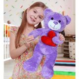 Özgüner Oyuncak Ayıcı Oyuncak 50 cm Kalpli Peluş Sevimli Ayıcık - Lila