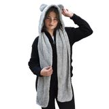 Özgüner Oyuncak Kapüşonlu Peluş Bere, Pelüş Atkı,Rüzgar Geçirmez Atıkı, Yumuşacık Welsoft Polar Boyunluk Şalı,Pelüş Boyunluk,Ayıcıklı Atkı (Gri)