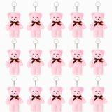 Özgüner Oyuncak Mini Peluş Ayıcık Anahtarlık 15'li Paket - 15 cm Sevimli Ayı Anahtarlık - Çanta Süsü ve Hediyelik Anahtarlık Seti (Pembe)