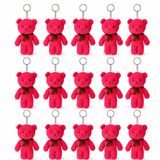 Özgüner Oyuncak Mini Peluş Ayıcık Anahtarlık 50'li Set 15 cm - Hediyelik Ayı Anahtarlık Paketi - Çanta Süsü ve Parti Hediyeliği (Fuşya)
