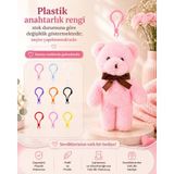 Özgüner Oyuncak Mini Peluş Ayıcık Anahtarlık 50'li Set 15 cm - Hediyelik Ayı Anahtarlık Paketi - Çanta Süsü ve Parti Hediyeliği (Pembe)
