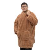 Özgüner Oyuncak Pabtex,Wellsoft,Giyilebilir Battaniye,Kapüşonlu Sweetshirt,Battaniye,Kollu Battaniye,Polar Giyilebilir,Oversize,Sarılma Battaniyesi (Standart, Kahverengi, Oversize)