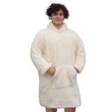 Özgüner Oyuncak Pabtex,Wellsoft,Giyilebilir Battaniye,Kapüşonlu Sweetshirt,Battaniye,Kollu Battaniye,Polar Giyilebilir,Oversize,Sarılma Battaniyesi (Standart, Krem, Oversize)