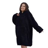 Özgüner Oyuncak Pabtex,Wellsoft,Giyilebilir Battaniye,Kapüşonlu Sweetshirt,Battaniye,Kollu Battaniye,Polar Giyilebilir,Oversize,Sarılma Battaniyesi (Standart, Siyah, Oversize)