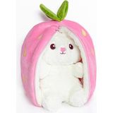 Özgüner Oyuncak Pelüş Çilek Tavşan,Fermuarlı Meyve Çantasında Nakışlı,40 cm,Pembe, Kırmızı, Karpuz, Ananas, Havuç Model Seçenekleri,Paskalya,Çilek Tavşan (Pembeçilek)