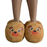 Özgüner Oyuncak Pelüş Ev Terliği,Panduf,Pofidik TerlikYılbaşı Hediye (BaskılıKahve, Oversize)