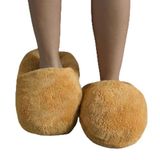 Özgüner Oyuncak Pelüş Ev Terliği,Panduf,Pofidik TerlikYılbaşı Hediye (Kahverengi, Oversize)