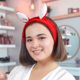 Özgüner Peluş Saç Bandı – Yumuşak ve Esnek Cilt Bakım Bandı – Makyaj, Duş ve Spa İçin Kadın & Genç Kızlara Özel Aksesuar (tavşanlı kırmızı, 30)