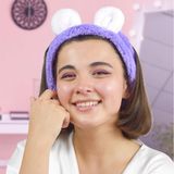 Özgüner Peluş Saç Bandı – Yumuşak ve Esnek Cilt Bakım Bandı – Makyaj, Duş ve Spa İçin Kadın & Genç Kızlara Özel Aksesuar (yuvarlak mor, 30)