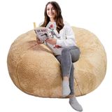 Özgüner Top Puf – Yumuşak Peluş Kumaşlı Dekoratif Yer Minderi – Yuvarlak Oturma Pufu – Salon, Oda ve Çocuk Odası İçin Şık Aksesuar – Hafif & Taşınabilir (kahverengi)