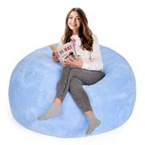 Özgüner Top Puf – Yumuşak Peluş Kumaşlı Dekoratif Yer Minderi – Yuvarlak Oturma Pufu – Salon, Oda ve Çocuk Odası İçin Şık Aksesuar – Hafif & Taşınabilir (mavi)