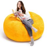 Özgüner Top Puf – Yumuşak Peluş Kumaşlı Dekoratif Yer Minderi – Yuvarlak Oturma Pufu – Salon, Oda ve Çocuk Odası İçin Şık Aksesuar – Hafif & Taşınabilir (sarı)