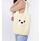 Özgüner Yumuşacık Peluş Ayıcıklı Omuz Çantası - Açık Krem