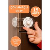 Özgürce 15 Adet Bebek ve Çocuk Dolap Çekmece Güvenlik Kilidi Seti - Seçenek 1