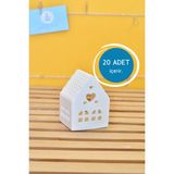Özgürce 20 Adet Boyamaya Hazır Küçük Ev Tealight Objesi, Kendin Yap Seti - Antrasit - Seçenek 1