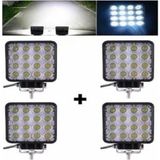 Özgürce 4'lü 12-24V 48W Off Road Sis Lambası, Su Geçirmez, 16 LED Kare Çalışma Farı - Antrasit - Seçenek 1