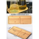 Özgürce Bambu 2 Bölmeli Yağdanlık ve Sosluk Altlığı Seti, Şık ve Dayanıklı Tasarım - Ahşap - Bej - Seçenek 1