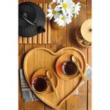 Özgürce Bambu Kalp Tepsi, Çay ve Kahve Sunumları Için 23 cm Dekoratif Ahşap - Ahşap - Bej - Seçenek 1