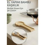 Özgürce Bambu Kaşık Altlığı, Doğal Ahşap Görünümlü Mutfak Aksesuarı - Seçenek 1