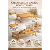 Özgürce Bambu Katlanır Servis Tepsisi, Ayaklı ve Pratik Kullanım, 40×20 cm - Altın - Seçenek 1