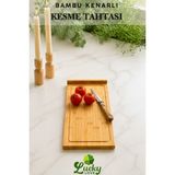 Özgürce Bambu Kenarlı Lüks Kesme Tahtası, 35X24CM, Et ve Sebze Için Şık Tasarım - Ahşap - Bej - Seçenek 1