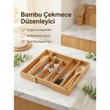 Özgürce Büyük Boy Bambu Çok Bölmeli Çekmece Içi Organizer, Ayarlanabilir Ölçü - Ahşap - Ceviz - Seçenek 1