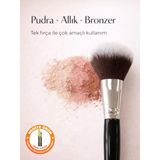 Özgürce Cappuccino Renkli Çok Amaçlı Pudra, Bronzer ve Allık Uygulama Fırçası Ergonomik Kullanım