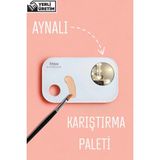 Özgürce Çekici Renklerle Makyaj Karıştırma Paleti ve Ayna Hediye - Ahşap - Beyaz