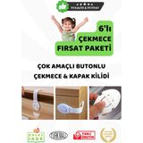 Özgürce Çocuk Güvenliği Çok Amaçlı 6'lı Çekmece ve Kapak Kilidi Seti - Seçenek 1