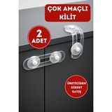 Özgürce Çocuk Güvenlik Mandallı Çoklu Dolap ve Çekmece Kilidi Seti (2 Adet) - Seçenek 1