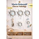 Özgürce Deniz Temalı Ahşap Marin Dümenli Duvar Askısı, Anahtar ve Havlu Askılığı - Seçenek 1 - Ahşap - Beyaz