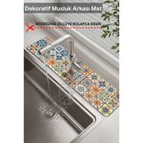 Özgürce Desenli Lavabo ve Mutfak Musluk Matı, 14X60 Cm, Şık ve Koruyucu Tasarım - Açık Bej - Seçenek 1