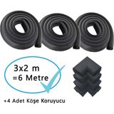 Özgürce Ekstra Kalın Siyah Kauçuk Köşe Koruyucu Seti, Dayanıklı ve Güvenli 6 Metre Kenar - Seçenek 1