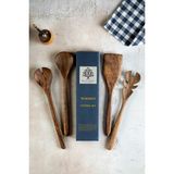 Özgürce El Yapımı Ceviz Ağacı Mutfak Seti, Tahta Kaşık, Çatal, Spatula, 30 cm - Seçenek 1