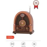 Özgürce Kahverengi Kablosuz Bluetooth Hoparlör ve Nostaljik Radyo Ses Sistemi - Ahşap - Ceviz