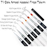 Özgürce Kalıcı Jel Tırnak Oje ve Nail Art Fırça Seti 7'li, Çok Amaçlı Kullanım - Açık Bej