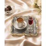 Özgürce Kare Sunum Tepsisi 23X23 Cm, Gümüş Veya Gold, Kahve ve Ikramlık Için Şık Tasarım - Altın - Gümüş - Bakır - Seçenek 1