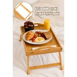 Özgürce Katlanır Ayaklı Bambu Yatak Keyif Tepsisi 50X30CM Portatif - Ahşap - Ceviz - Seçenek 1