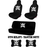 Özgürce King Baskılı Oto Koltuk Kılıfı ve Boyun Yastığı Takımı, Şık ve Uyumlu - Ahşap