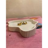 Özgürce Mermer Desenli Dekoratif Plastik Tabak 16X12 cm Çok Amaçlı Kullanım - Ahşap - Beyaz - Seçenek 1