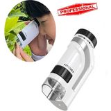 Özgürce Mini Mikroskop Dürbün ve Teleskop, 300X Zoom, LED Işık, Eğitici - Ahşap - Beyaz - Seçenek 1
