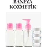 Özgürce Pembe Renkli Çok Amaçlı Seyahat Organizer Seti, Çanta ve Bavul Içi Düzenleyici - Ahşap - Bej