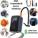 Özgürce Portatif Şarjlı Araba Lastik Hava Top Şişirme Pompası, LED Işıklı Dijital - Cappuccino