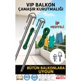 Özgürce Pratik Balkon Çamaşır Askılığı, Metal Kurutmalık, Tüm Balkonlara Uyumlu - Altın - Gri - Seçenek 1