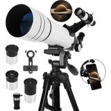 Özgürce Profesyonel 333X Astronomik Gökyüzü Teleskobu ve Tripod Seti - Ahşap - Beyaz - Seçenek 1