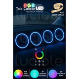 Özgürce Renkli Neon LED Hoparlör Kapağı Seti, 4'lü, Rf Kumandalı, 20CM, 12V-24V - Seçenek 1